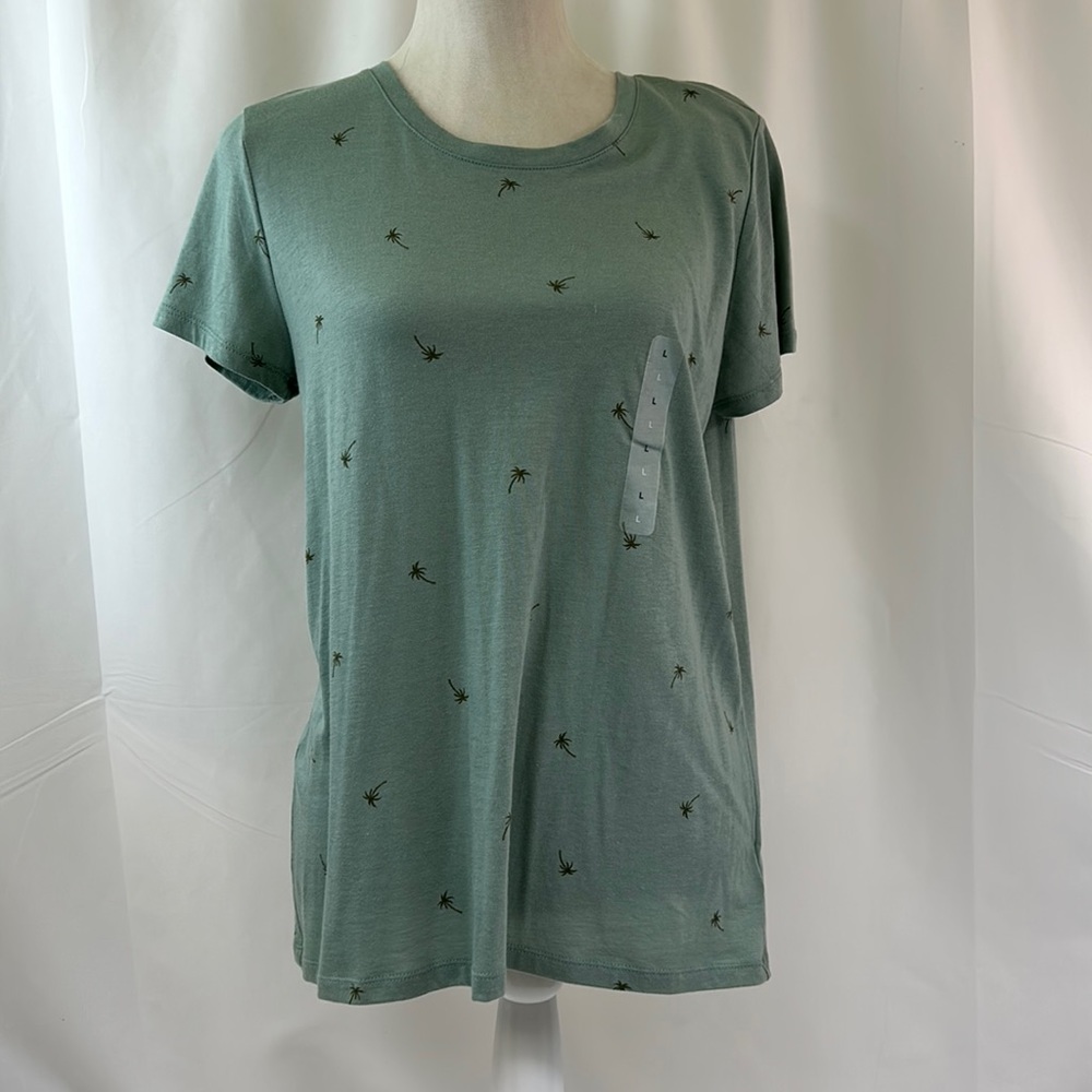 Gap Green Crew Neck T-Shirt with Palm Tree Design ~ Favorite T Size Large